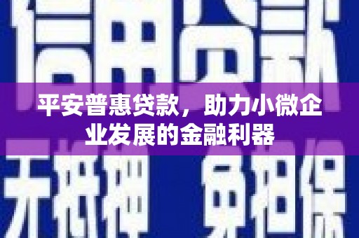 北投平安普惠贷款，助力小微企业发展的金融利器