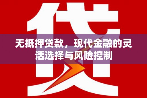 汝南无抵押贷款，现代金融的灵活选择与风险控制