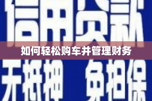 泸水如何轻松购车并管理财务