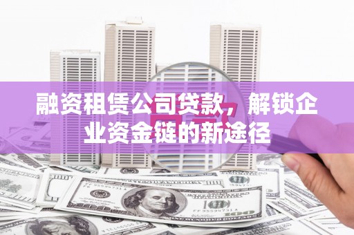 芦淞融资租赁公司贷款，解锁企业资金链的新途径